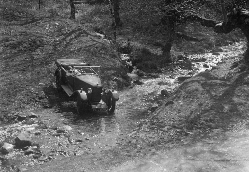 Detail of Kitty Brunell road testing a Riley 9 WD tourer, c1930 by Bill Brunell