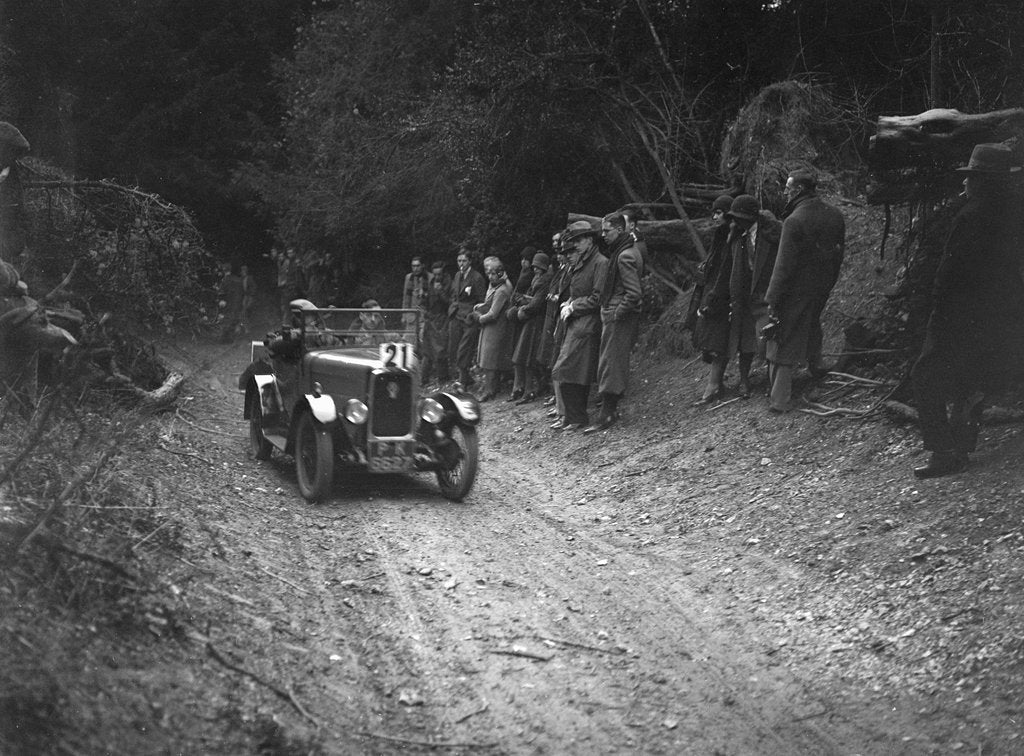 Detail of Triumph Super Seven of FA Thatcher, JCC Half-Day Trial, Goat Track, Ranmore Common, Surrey, 1930 by Bill Brunell