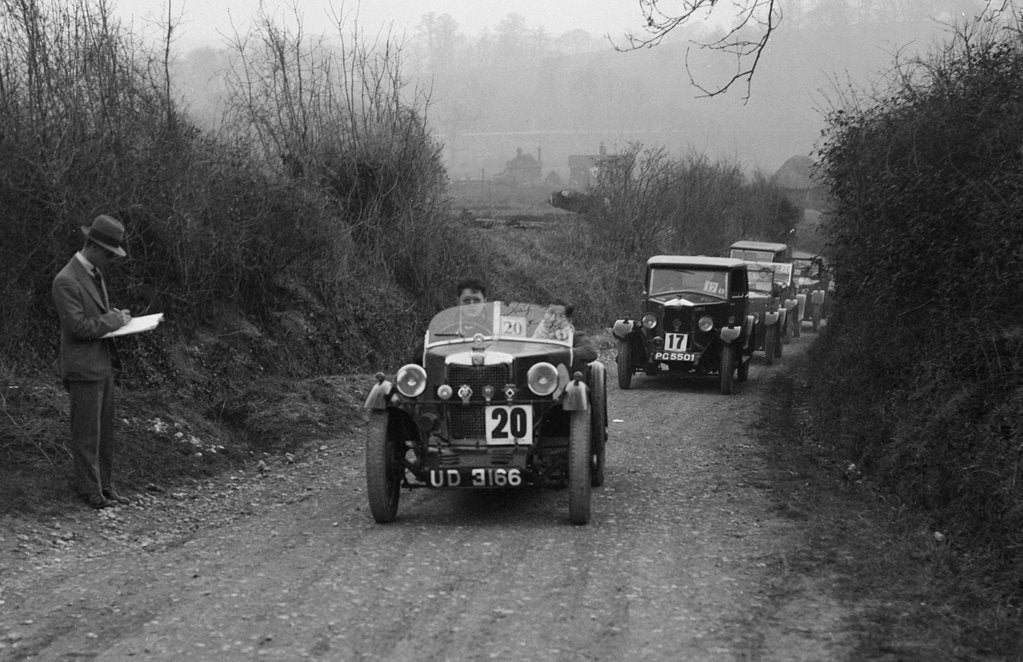 Detail of MG M Type and Riley saloon competing in the JCC Half-Day Trial, 1930 by Bill Brunell