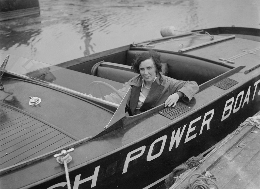 Detail of Kitty Brunell in a British Power Boat Company launch, Hythe, Hampshire, 1927 by Bill Brunell