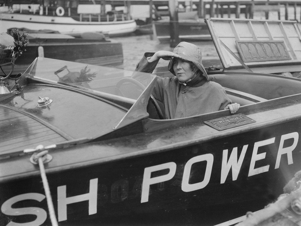 Detail of Kitty Brunell in a British Power Boat Company launch, Hythe, Hampshire, 1927 by Bill Brunell