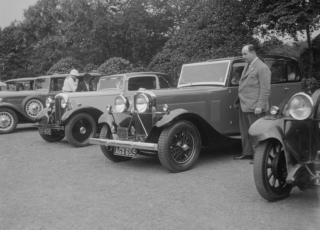 Detail of Armstrong-Siddeley, Daimler and Talbot Six Light saloons at the RSAC Scottish Rally, 1933 by Bill Brunell