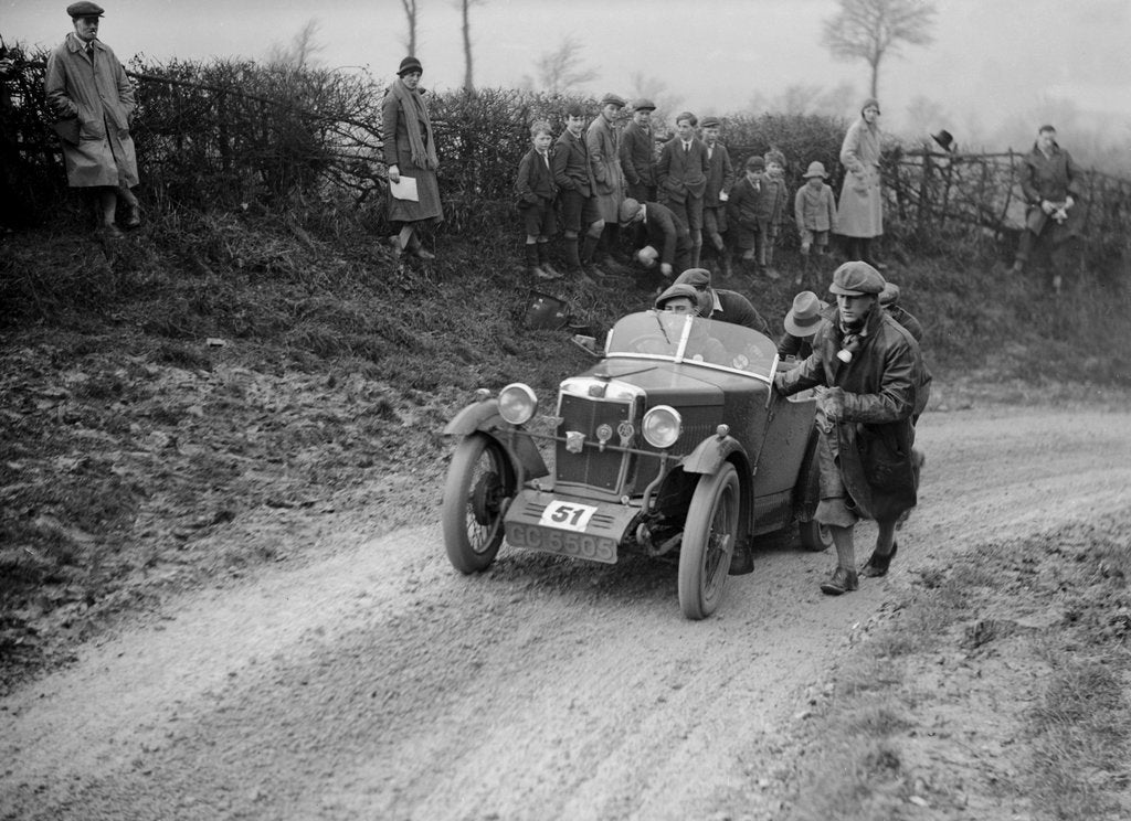Detail of MG M type of JB Carver competing in the NWLMC London-Gloucester Trial, 1931 by Bill Brunell