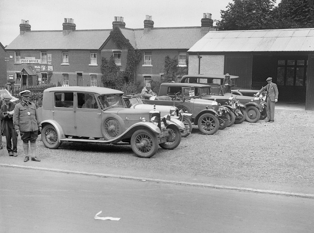 Detail of AC Acedes saloon of Mrs V Bruce and Amilcar of P Saltmarshe, Bournemouth Rally, 1928 by Bill Brunell