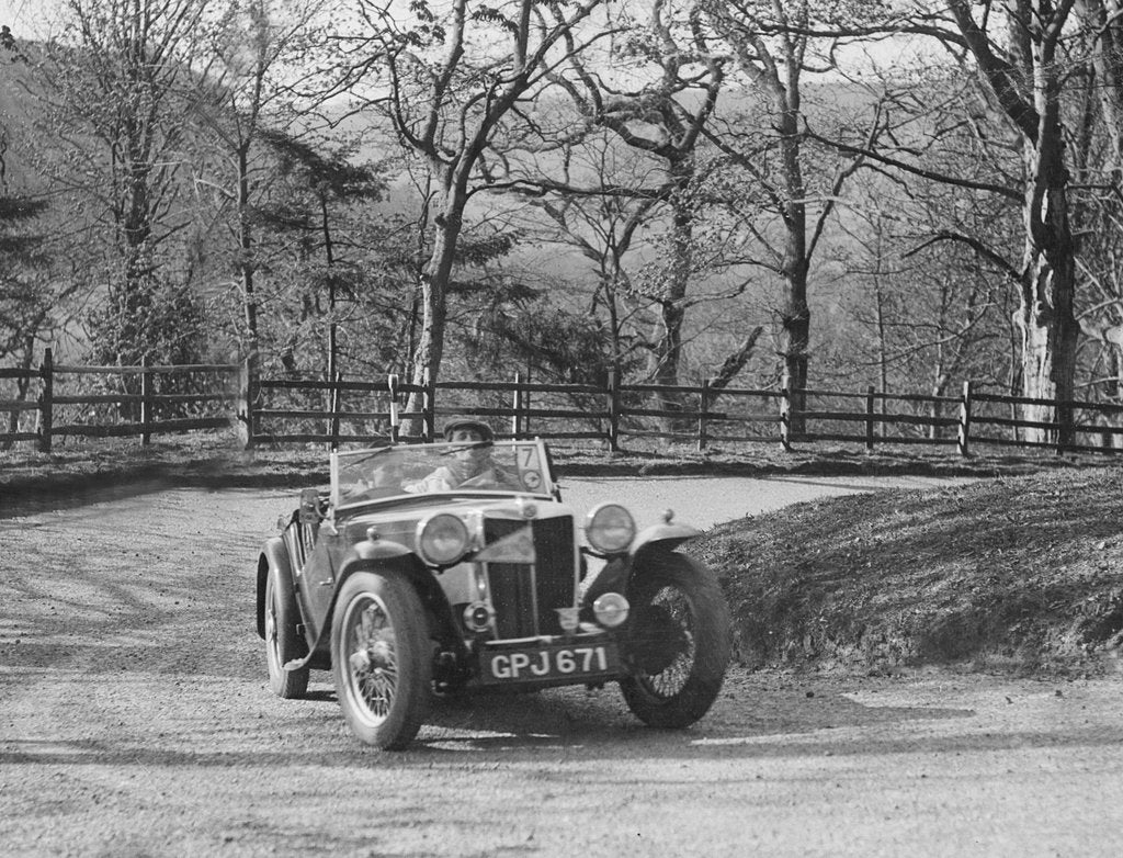 Detail of MG TA of FW Ellis competing in the RAC Rally, 1939 by Bill Brunell