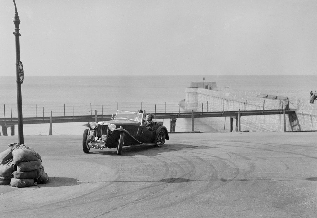 Detail of MG TA of FG Cornish competing in the RAC Rally, Madeira Drive, Brighton, 1939 by Bill Brunell