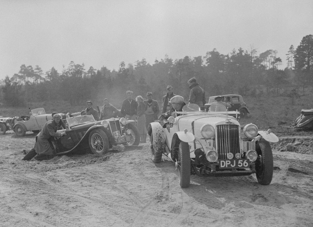 Detail of Talbot 10 Sports of DH Perring competing in the Great Weat Motor Club Trial, 1938 by Bill Brunell