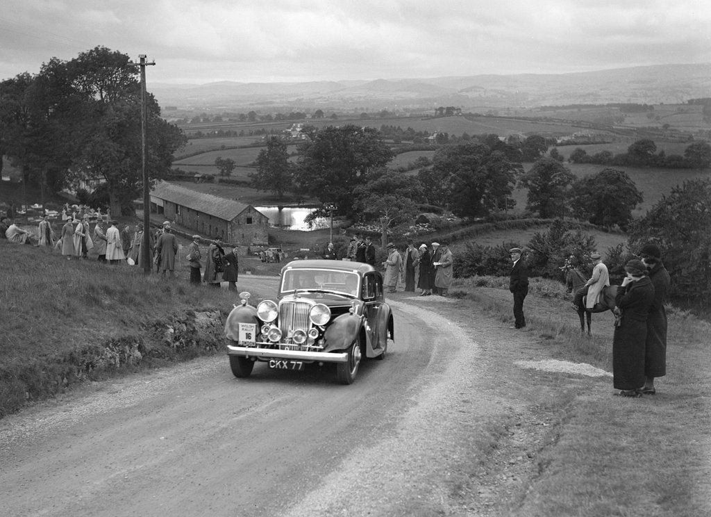 Detail of Jaguar SS saloon of DS Hand competing in the South Wales Auto Club Welsh Rally, 1937 by Bill Brunell