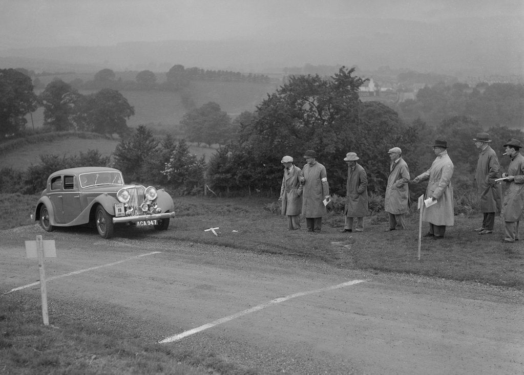 Detail of Jaguar SS saloon of BA Hickman competing in the South Wales Auto Club Welsh Rally, 1937 by Bill Brunell