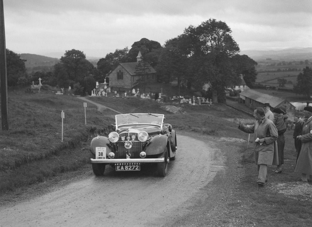Detail of Jensen open 4-seater of Ken Crawford competing in the South Wales Auto Club Welsh Rally, 1937 by Bill Brunell