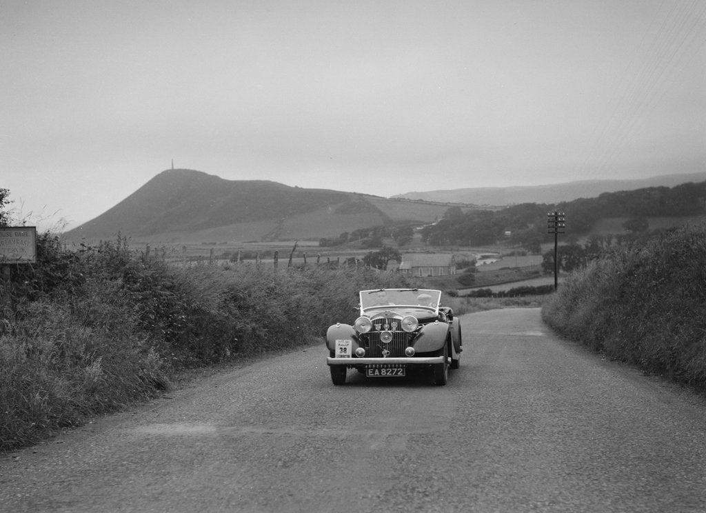 Detail of Jensen open 4-seater of Ken Crawford competing in the South Wales Auto Club Welsh Rally, 1937 by Bill Brunell