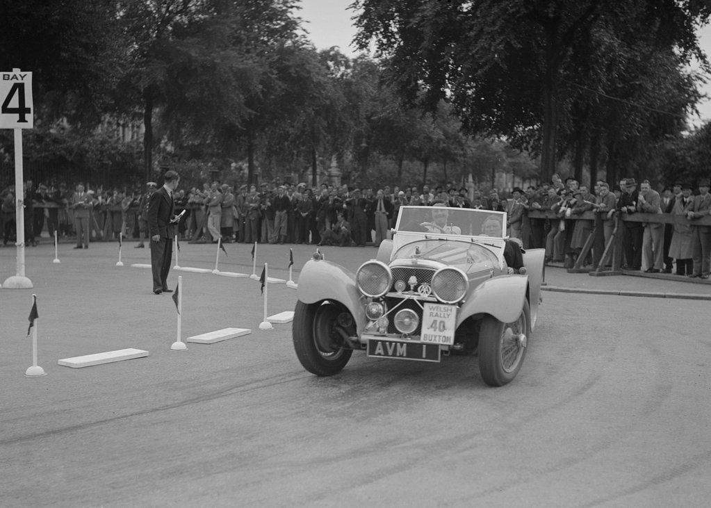 Detail of Jaguar SS 100 of Mrs V Hetherington competing in the South Wales Auto Club Welsh Rally, 1937 by Bill Brunell