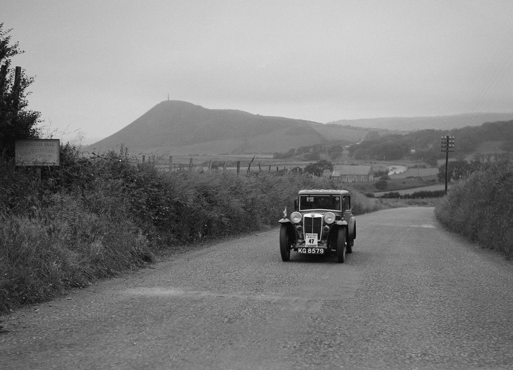 Detail of MG L1 Magna salonette of C Lones competing in the South Wales Auto Club Welsh Rally, 1937 by Bill Brunell