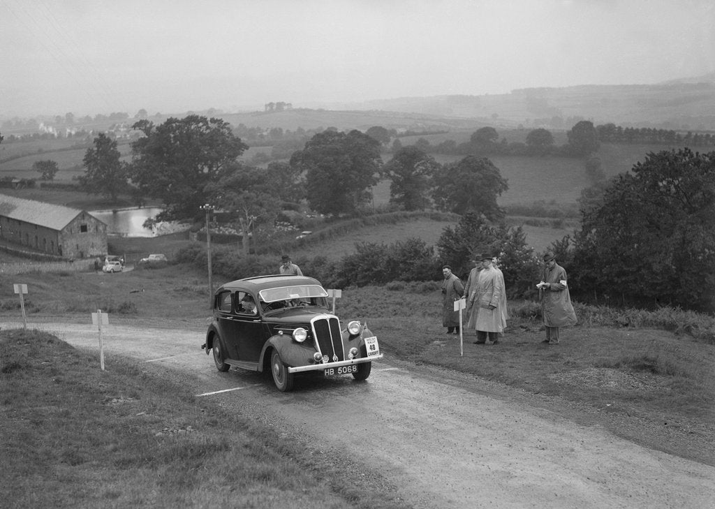 Detail of Standard 12 saloon of Miss I Webber competing in the South Wales Auto Club Welsh Rally, 1937 by Bill Brunell