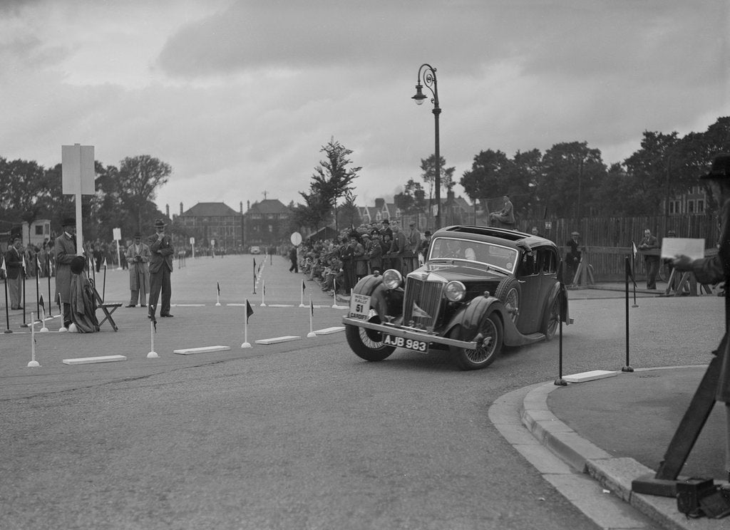 Detail of MG VA of RK Wellsteed competing in the South Wales Auto Club Welsh Rally, 1937 by Bill Brunell