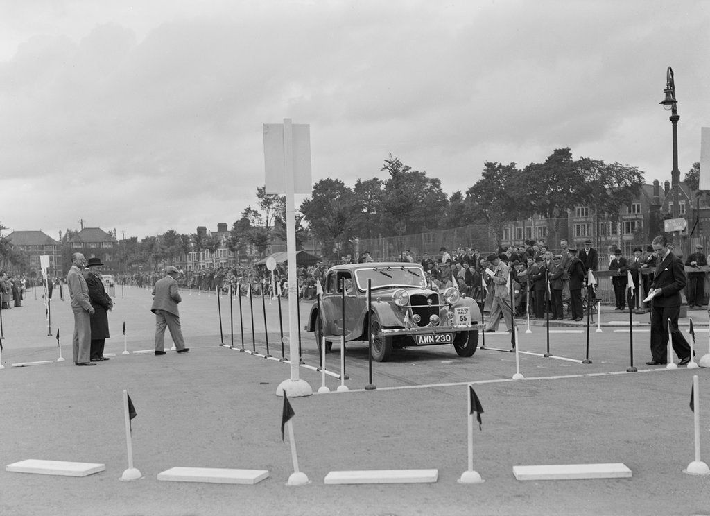 Detail of Riley Kestrel of A Bassett competing in the South Wales Auto Club Welsh Rally, 1937 by Bill Brunell