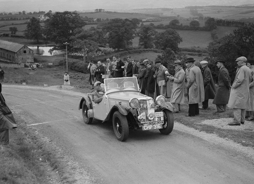 Detail of Singer B37 1.5 litre sports of DE Harris competing in the South Wales Auto Club Welsh Rally, 1937 by Bill Brunell
