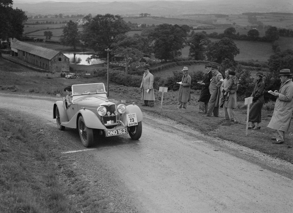 Detail of Riley Sprite 2-seater of Mrs TB Hague competing in the South Wales Auto Club Welsh Rally, 1937 by Bill Brunell