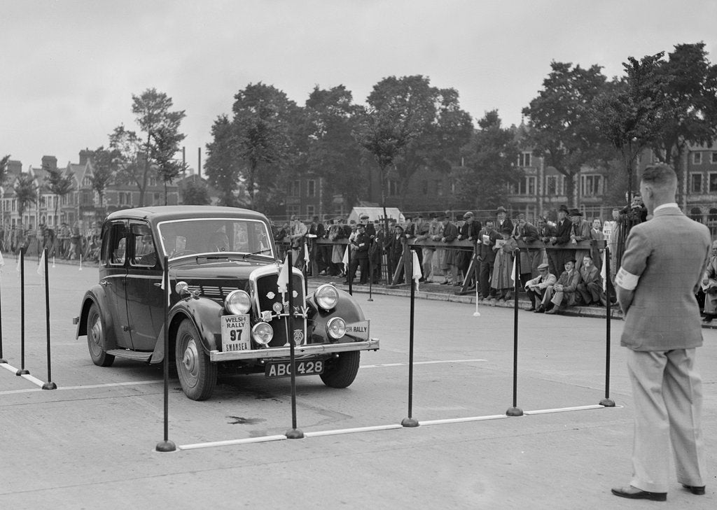 Detail of Morris saloon of RK Wellsteed competing in the South Wales Auto Club Welsh Rally, 1937 by Bill Brunell