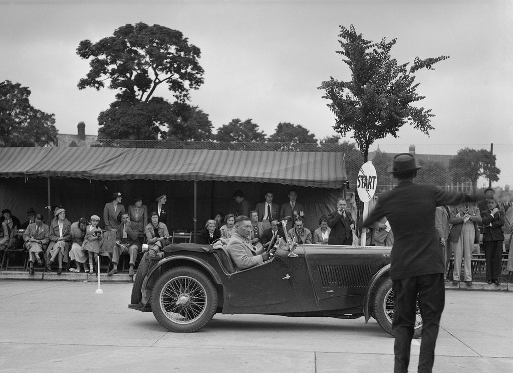 Detail of MG TA of Archie Langley of the Musketeers team at the South Wales Auto Club Welsh Rally, 1937 by Bill Brunell