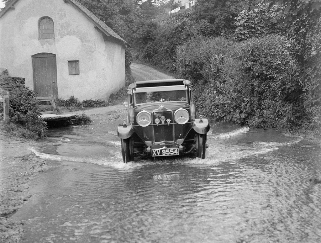 Detail of Kitty Brunell fording the River Exe in a Talbot 14/45 sportsman's coupe, Winsfors, Somerset, c1930s by Bill Brunell