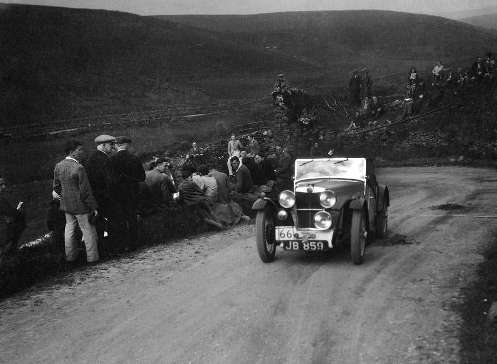 Detail of MG J2 of RA MacDermid competing in the MCC Edinburgh Trial, West Stonesdale, Yorkshire Dales, 1933 by Bill Brunell