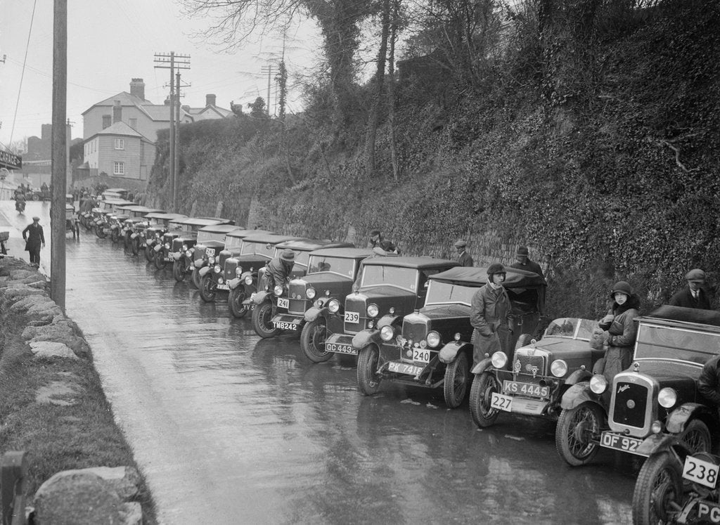 Detail of Cars parked at the MCC Lands End Trial, Launceston, Cornwall, 1930 by Bill Brunell