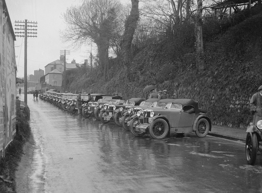 Detail of Cars parked at the MCC Lands End Trial, Launceston, Cornwall, 1930 by Bill Brunell