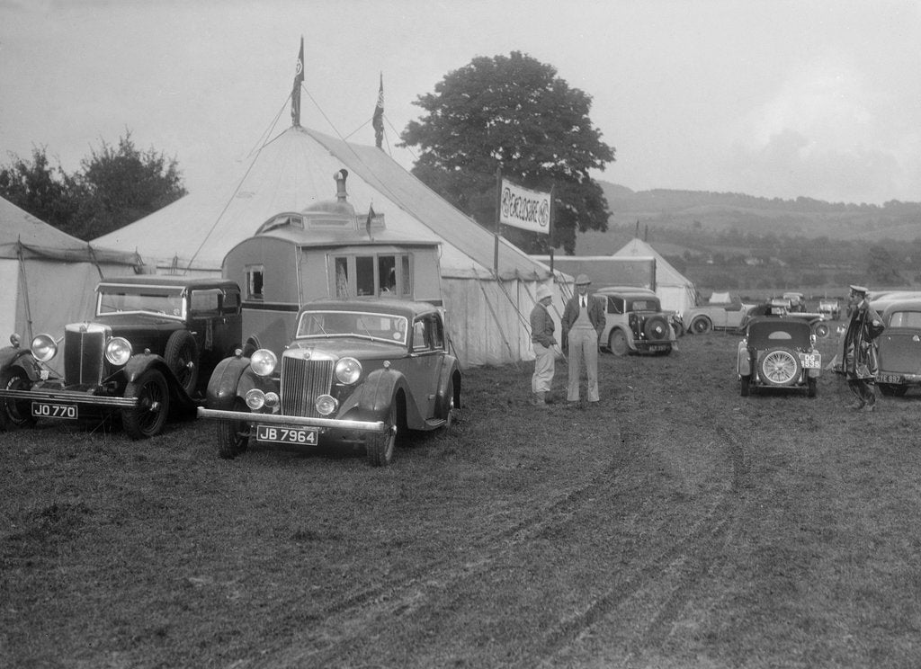Detail of MG SA and MG 18/80 at Shelsley Walsh, Worcestershire, during the Blackpool Rally, 1937 by Bill Brunell