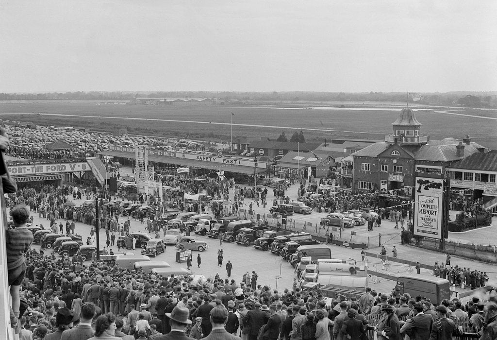 Detail of Ford Day at Brooklands motor racing circuit, Surrey, 1930s by Bill Brunell