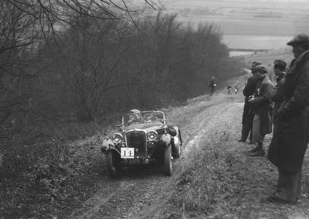 Detail of Singer 2-seater sports competing in a trial, Crowell Hill, Chinnor, Oxfordshire, 1930s by Bill Brunell