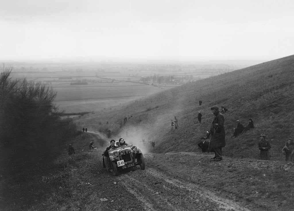 Detail of Austin Ulster competing in a trial, Crowell Hill, Chinnor, Oxfordshire, 1930s by Bill Brunell