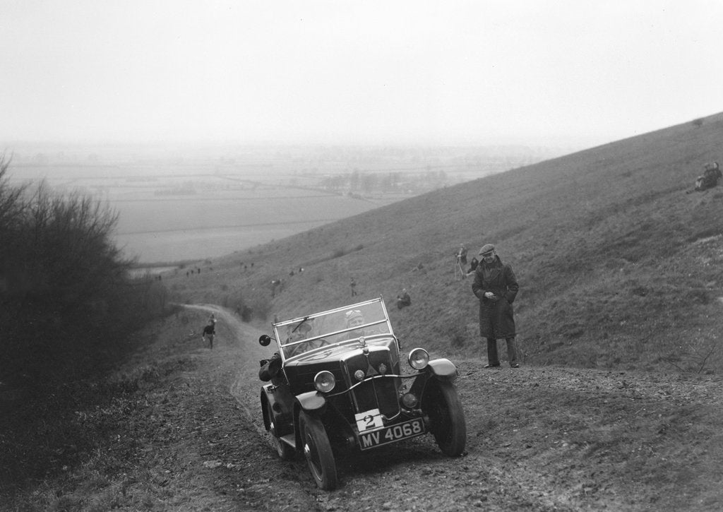 Detail of Morris Minor competing in a trial, Crowell Hill, Chinnor, Oxfordshire, 1930s by Bill Brunell
