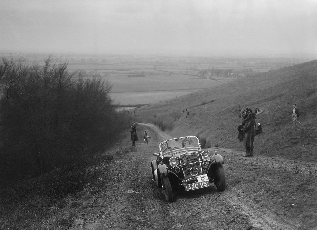 Detail of Singer 2-seater sports competing in a trial, Crowell Hill, Chinnor, Oxfordshire, 1930s by Bill Brunell