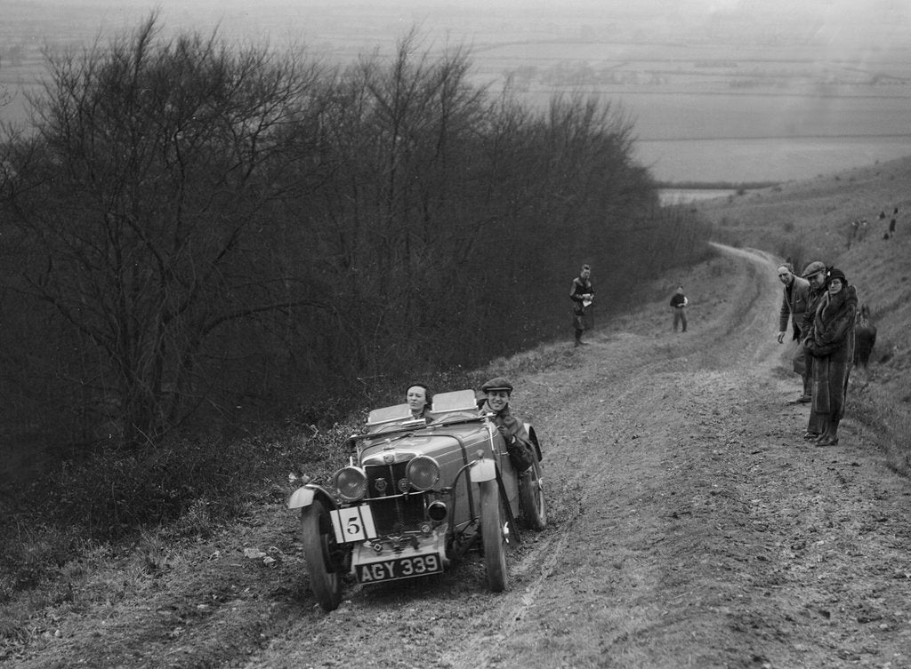Detail of MG J2 competing in a trial, Crowell Hill, Chinnor, Oxfordshire, 1930s by Bill Brunell