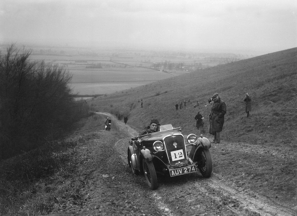 Detail of Singer 2-seater sports competing in a trial, Crowell Hill, Chinnor, Oxfordshire, 1930s by Bill Brunell