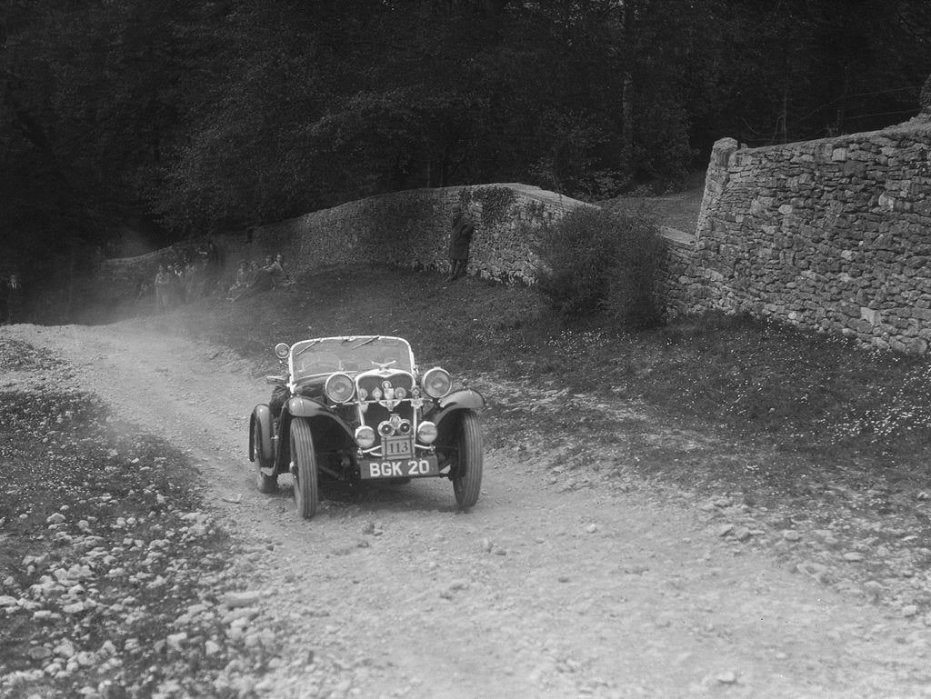 Detail of Singer 2-seater sports competing in a motoring trial, Nailsworth Ladder, Gloucestershire, 1930s. by Bill Brunell