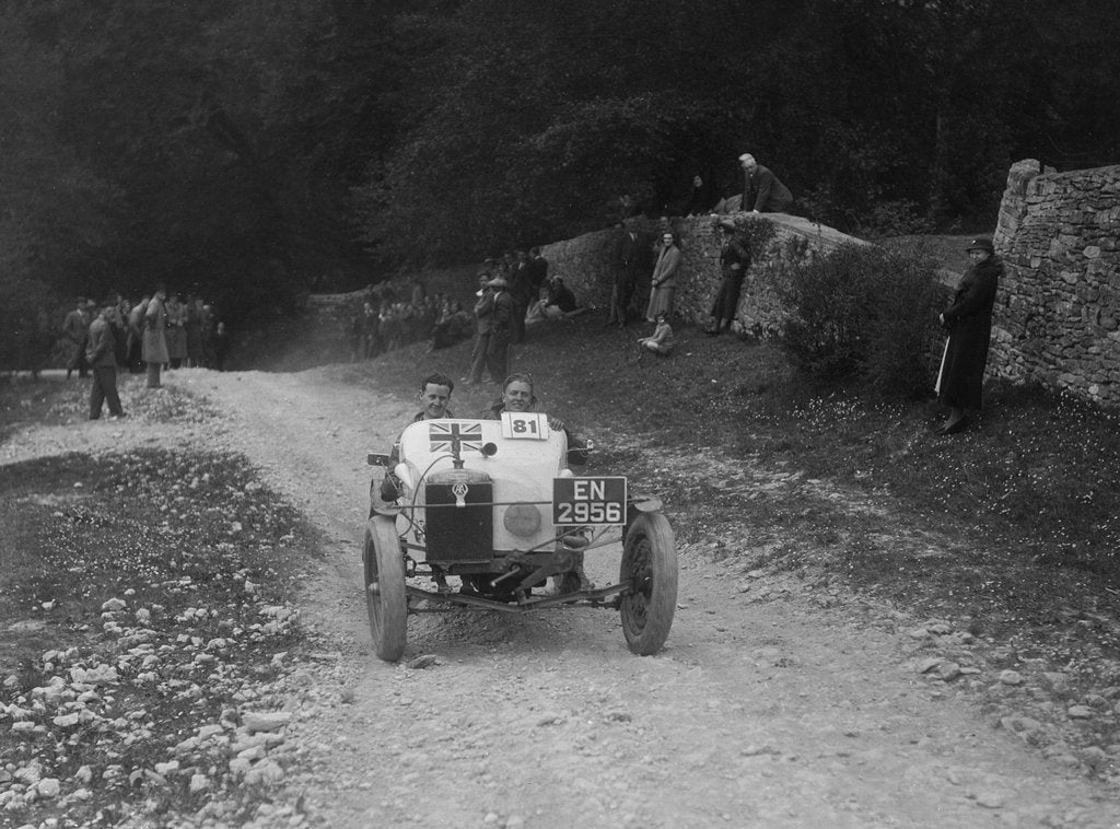 Detail of Special trials car competing in a motoring trial, Nailsworth Ladder, Gloucestershire, 1930s. by Bill Brunell