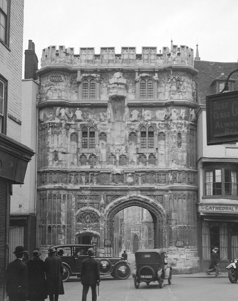 Detail of Austin 7 Chummy and Daimler d-back limousine, Christ Church Gate, Canterbury, Kent, c1920s by Bill Brunell