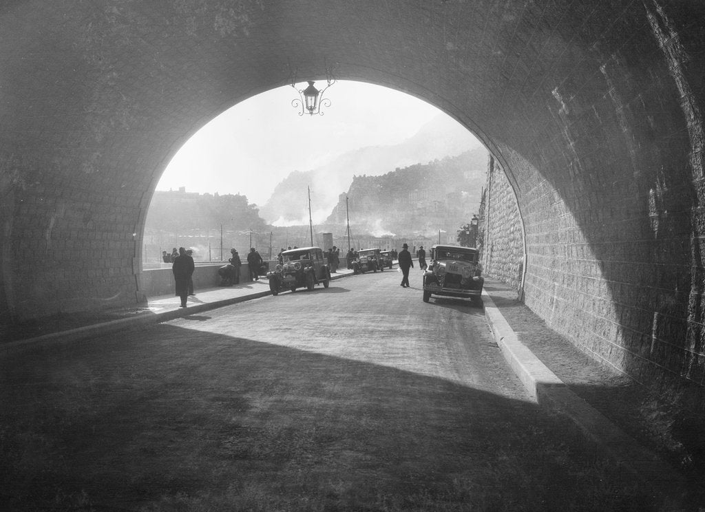 Detail of Talbot 14/45 of Kitty Brunell and Daimler 4-door saloon, Monte Carlo Rally, 1930 by Bill Brunell