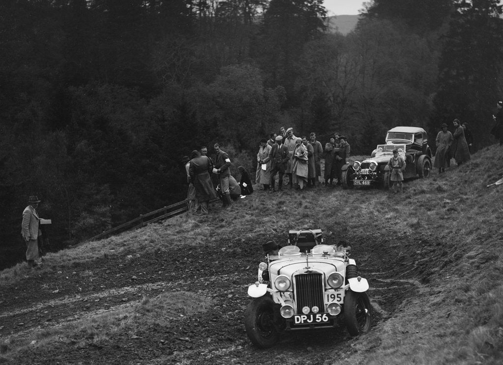 Detail of Talbot 10 sports of DH Perring competing in the MCC Edinburgh Trial, Roxburghshire, Scotland, 1938 by Bill Brunell