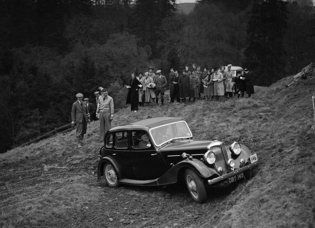 Detail of Riley of F Broomfield competing in the MCC Edinburgh Trial, Roxburghshire, Scotland, 1938 by Bill Brunell