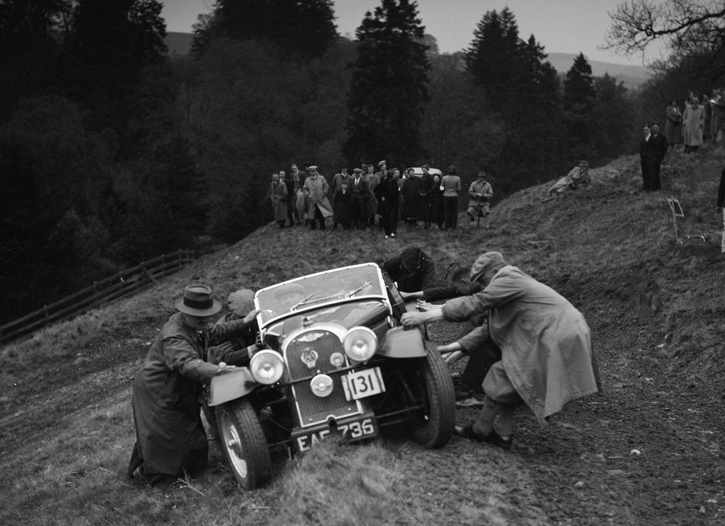 Detail of Morgan of RC Harris competing in the MCC Edinburgh Trial, Roxburghshire, Scotland, 1938 by Bill Brunell
