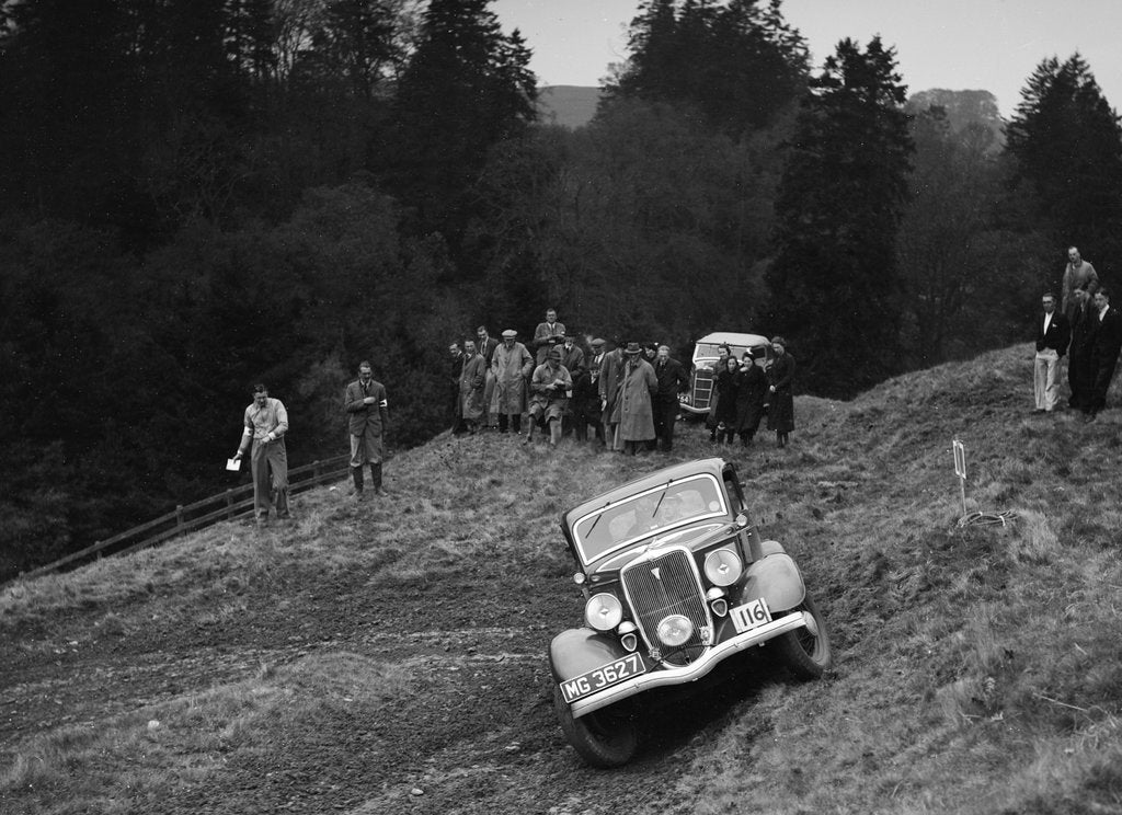 Detail of Ford V8 of DG Silcock competing in the MCC Edinburgh Trial, Roxburghshire, Scotland, 1938 by Bill Brunell