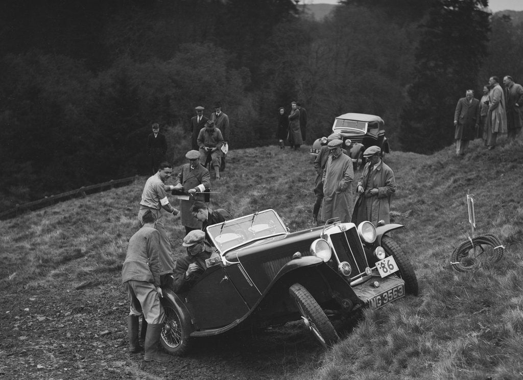 Detail of MG Magnette of AW Morrish competing in the MCC Edinburgh Trial, Roxburghshire, Scotland, 1938 by Bill Brunell
