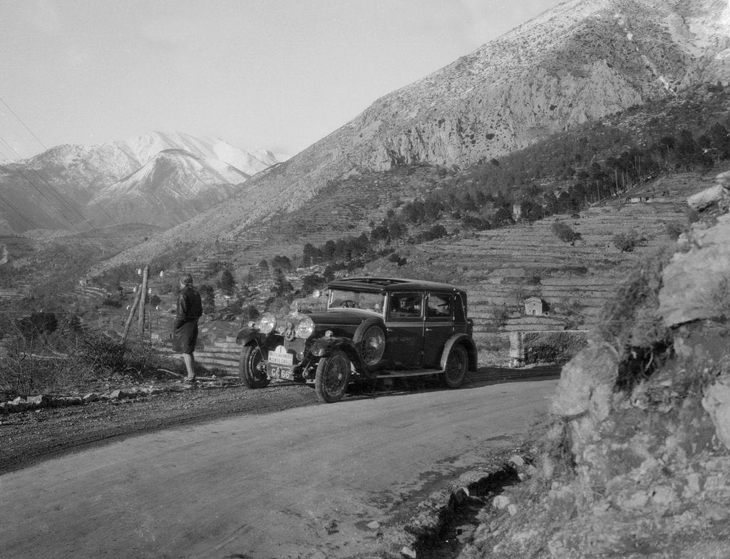 Detail of Talbot 14/45 4-door saloon of Kitty Brunell competing in the Monte Carlo Rally, Monaco, 1930 by Bill Brunell