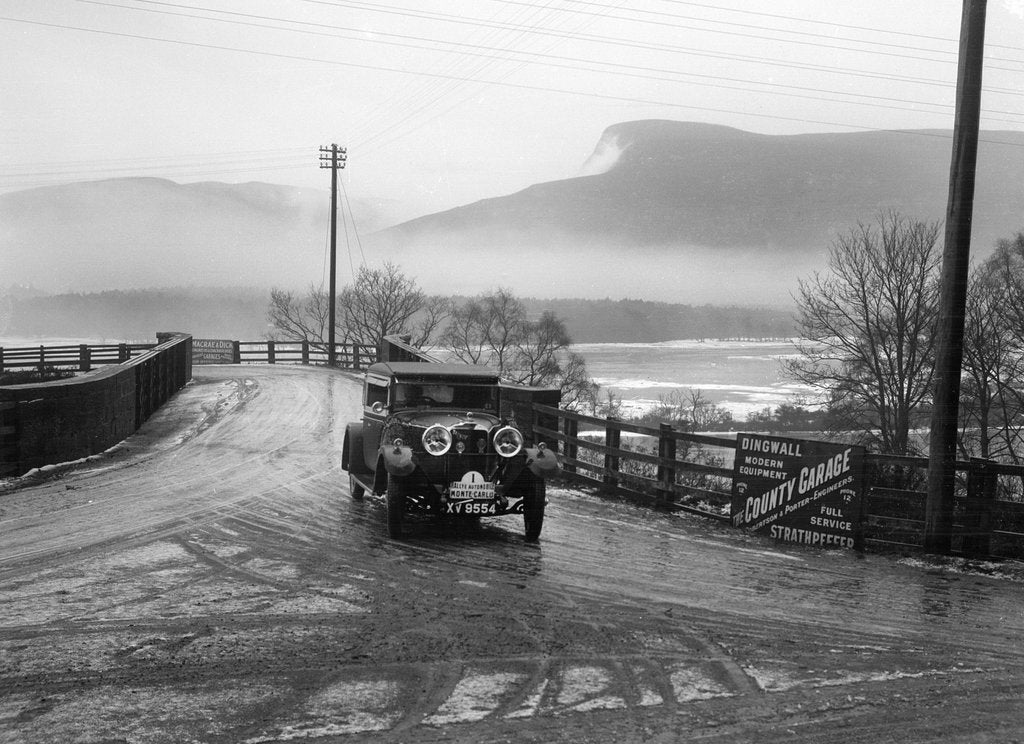 Detail of Talbot 14/45 of Kitty Brunell competing in the Monte Carlo Rally, near Strathpeffer, Scotland, 1929 by Bill Brunell