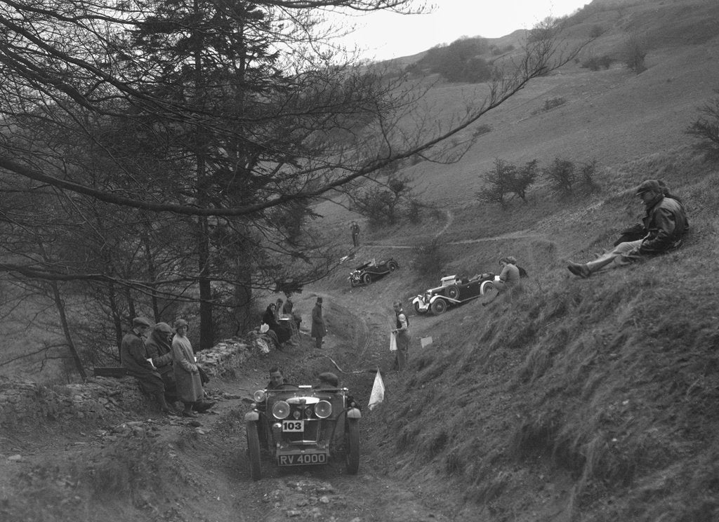 Detail of MG J2 competing in the MG Car Club Abingdon Trial/Rally, 1939 by Bill Brunell