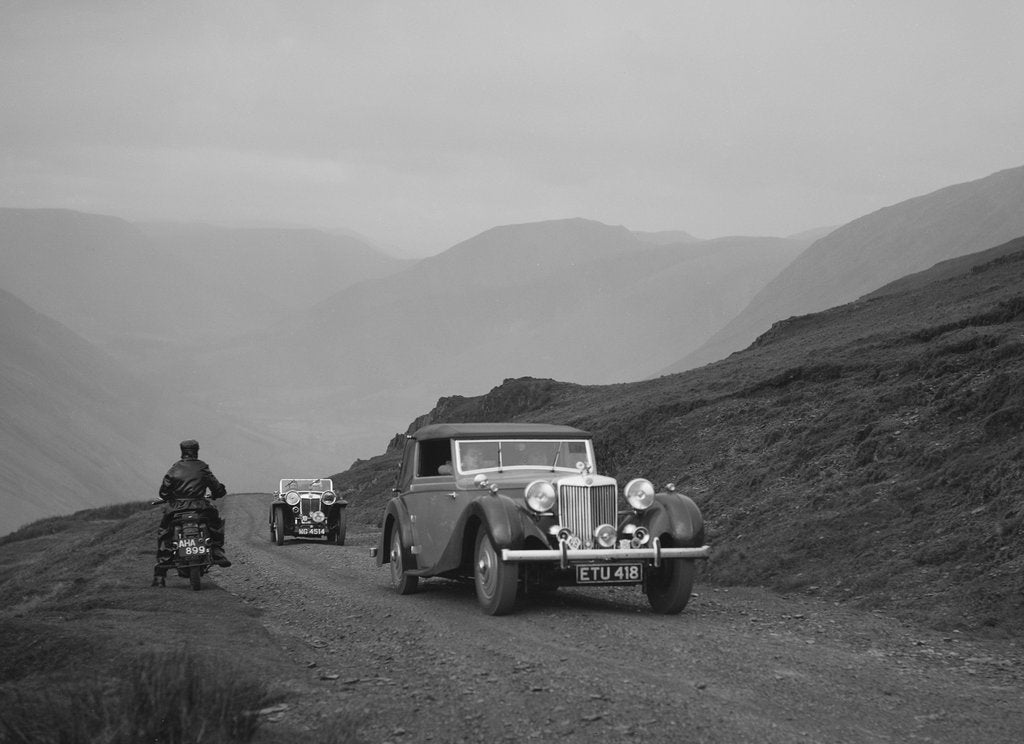 Detail of MG SA and MG PB competing in the MG Car Club Abingdon Trial/Rally, 1939 by Bill Brunell