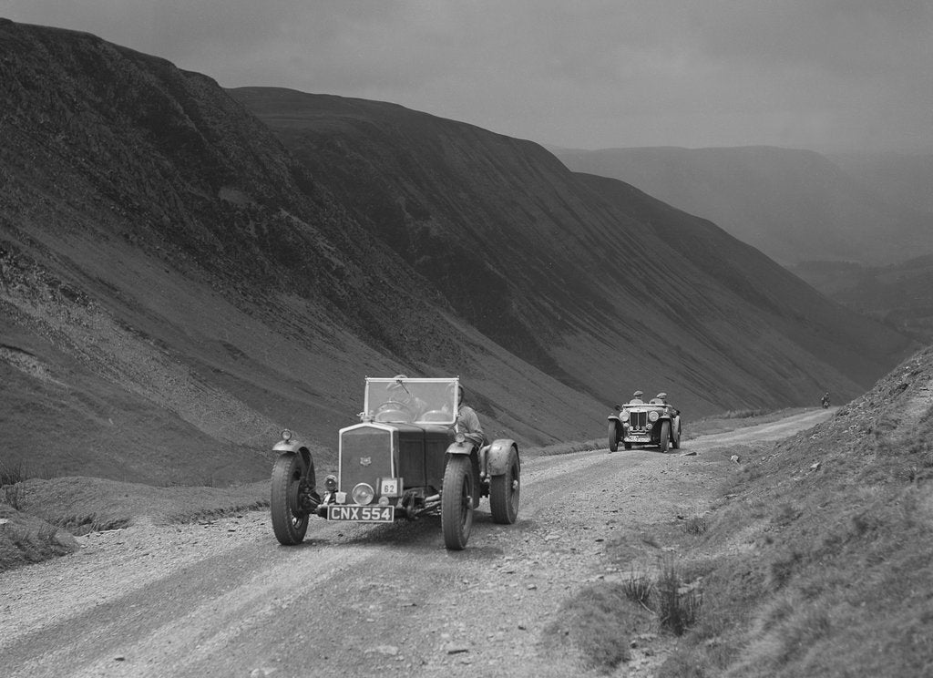 Detail of Wolseley and MG NA competing in the MG Car Club Abingdon Trial/Rally, 1939 by Bill Brunell